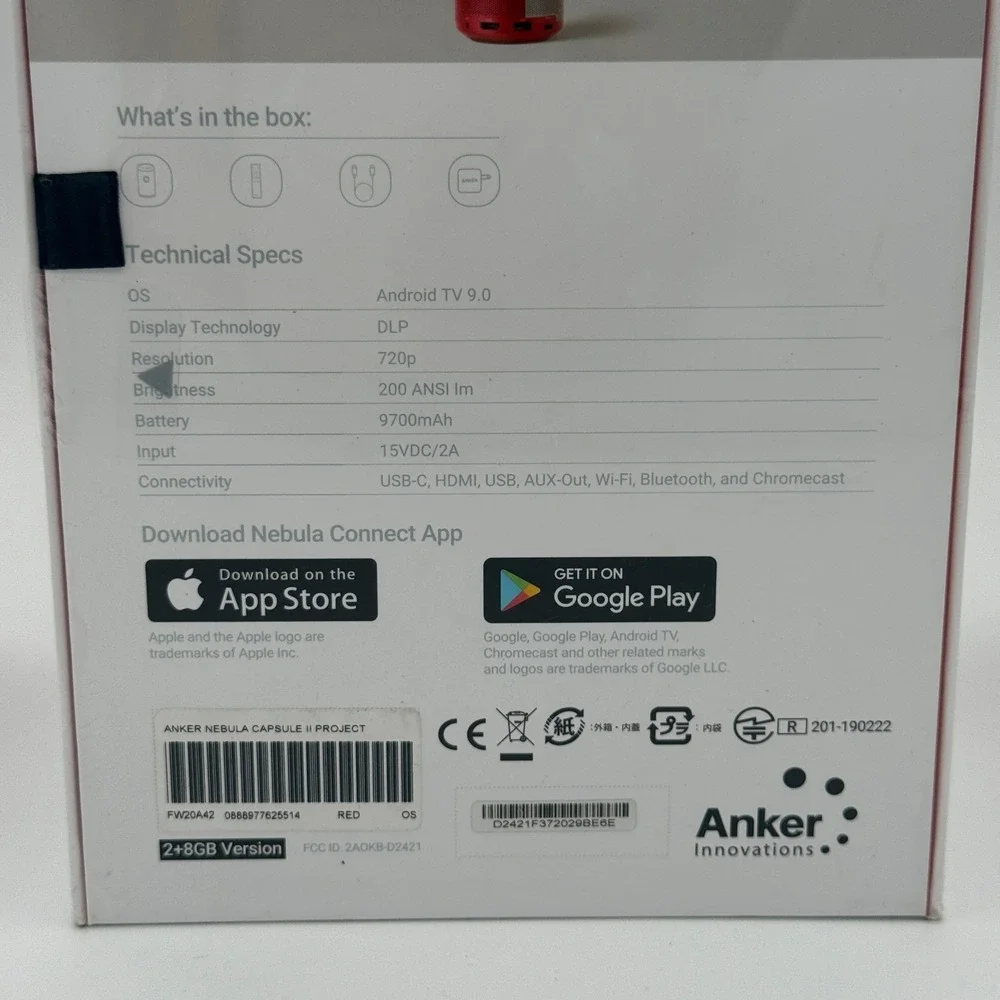 Nebula by Anker‎ Capsule II Supreme Red Pocket Projector